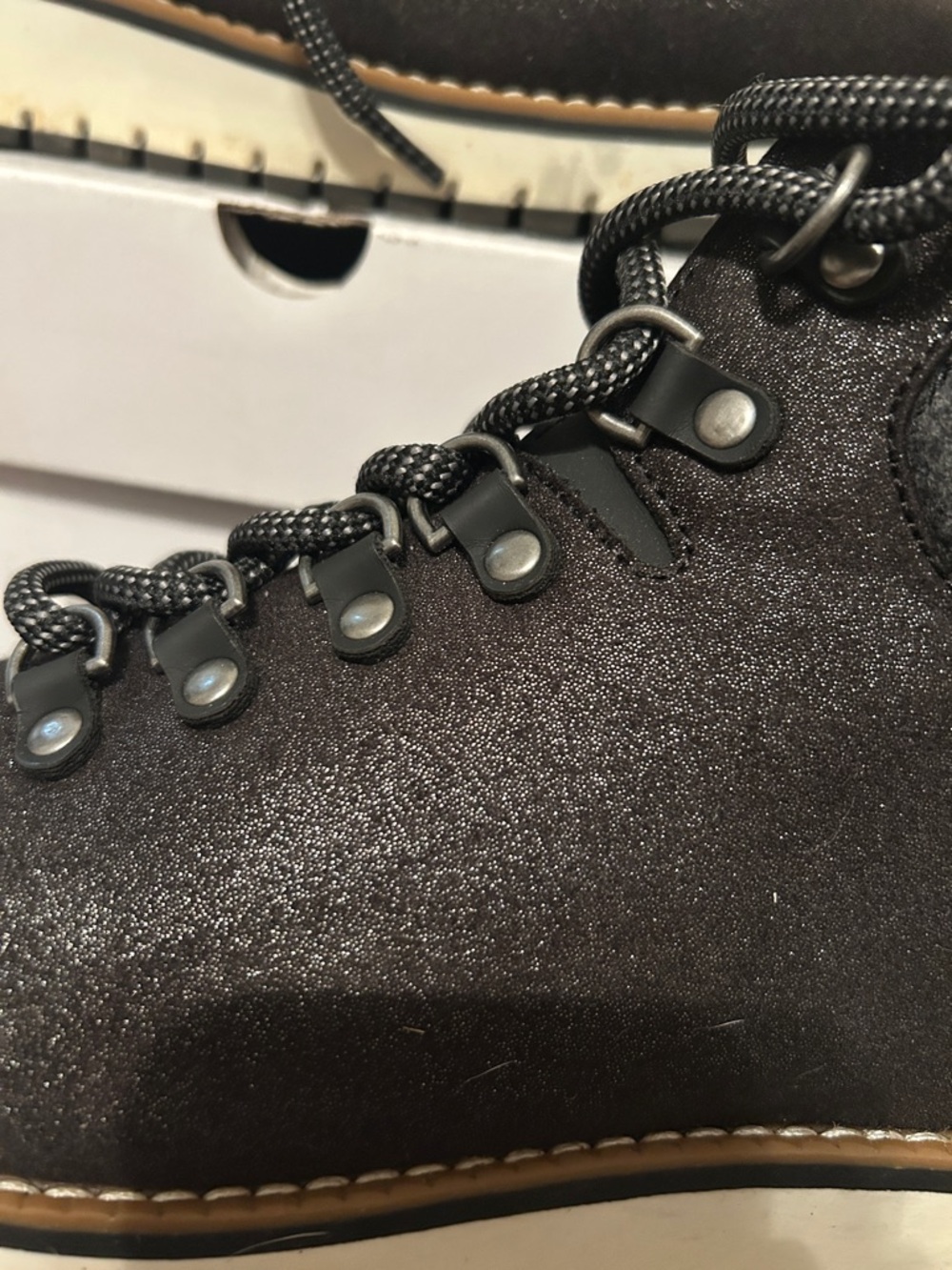 Sonoma Black Ankle Boot with Gray Collar and White Lug Sole - Picture 9 of 9
